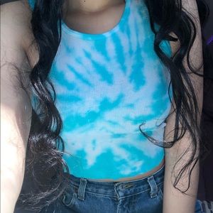 Blue tie dye crop top